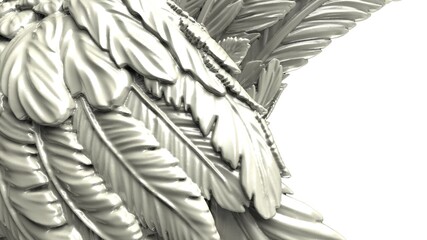 Overlapping white wings under white lighting background. Concept image of free activity, decision without regret and strategic action. 3D CG. 3D illustration.