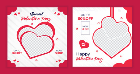 valentine day social media post, promotional discount sale post, business offer, banner, flyer & cards template design	