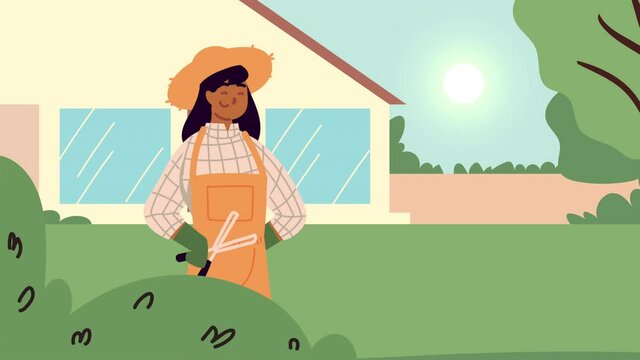 female gardener proffesional character animation