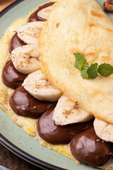 Brazilian crepioca with hazelnut, banana and cinnamon.