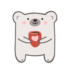 Cute bearista sticker with polar bear and coffee mug for barista day celebration. Coffee enthusiast gift for coffee shop