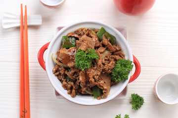 Beef Black Pepper, Stir Fry Beef with Paprika, Chinese Cuisine