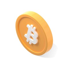 3D bitcoin bags background. 3d render illustration