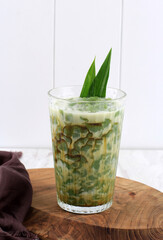 Cendol is a sweet ice dessert made from rice flour, pandan leaf extract, coconut milk, and palm sugar syrup.