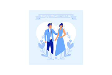 Fototapeta premium set couple in love. Happy Valentine's Day. February 14 is the day of all lovers. graphics suitable for decorating posters, brochures, postcards, flyers flat vector illustration