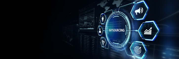 Business, Technology, Internet and network concept. Outsourcing human resources.3d illustration