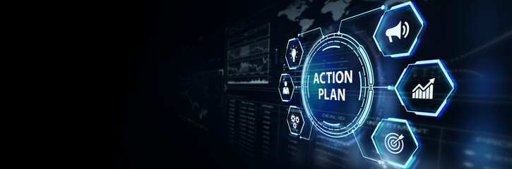 Business, Technology, Internet and network concept. Concept meaning proposed strategy or course of actions for certain time.   3d illustration