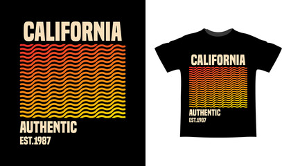 California typography with abstract pattern t-shirt design