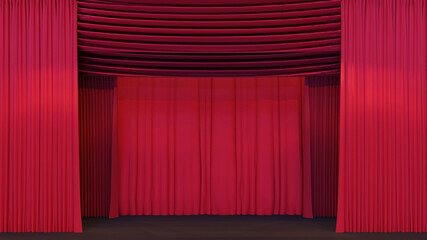 abstract background of Red stage curtain,3D illustration rendering