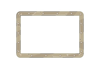 Metal rounded frame with rivets. Vector isolated illustration