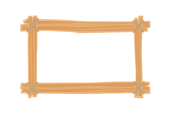 Wooden empty frame from boards. Vector isolated illustration