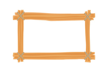 Wooden empty frame from boards. Vector isolated illustration