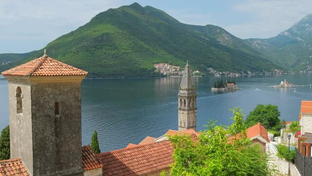 View of the historic town of Perast at the Bay of Kotor, Montenegro