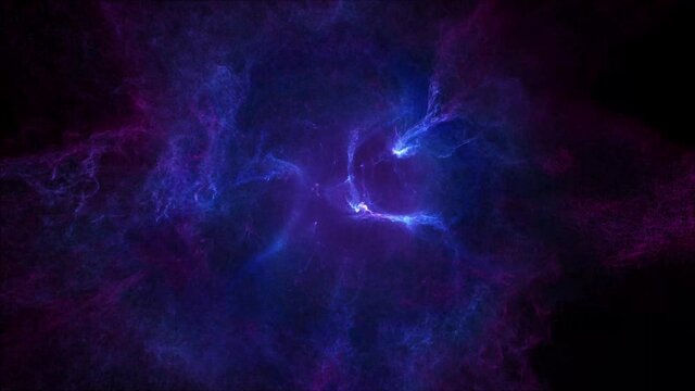 Ripple of abstract pink-blue plasma on a black background.