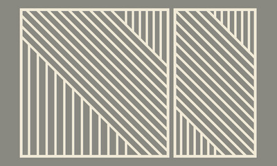 Wooden, metal panels for laser cutting. Elegant decorative pattern, abstract geometric pattern of lines