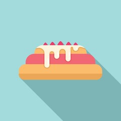 Cream cake icon flat vector. Happy birthday