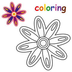 Flower and leaf tetep natural beauty coloring education for kindergarten vector design