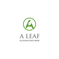 Leaf A Initial green natural logo design vector, alphabet letter design leaves icon
