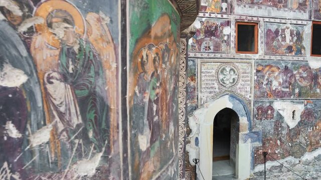 Inside the Rock Church at Sumela Monastery in Trabzon, Turkey