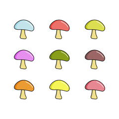 Mushroom set vector cartoon icon wallpaper illustration template design, mushroom colorful collection icon