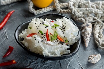 White wood fungus marinated with spices