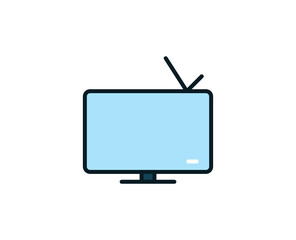 Line TV icon isolated on white background. Outline symbol for website design, mobile application, ui. Electronics pictogram. Vector illustration, editorial stroсk. 