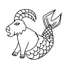 Capricorn zodiac sign. Line art isolated on white background. Vector illustration