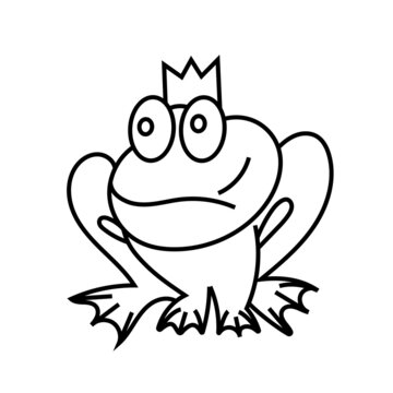 Princess Frog in the crown. Isolated on white background. Vector illustration