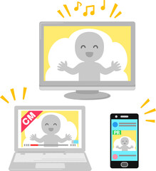 CM、広告を映しているテレビやスマートフォン