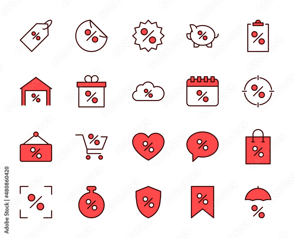 Poster percent icon set. collection of high-quality color outline logo for web site design and mobile apps.
