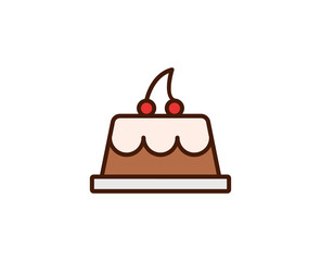 Cake flat icon. Single high quality outline symbol for web design or mobile app.  Holidays thin line signs for design logo, visit card, etc. Outline pictogram EPS10