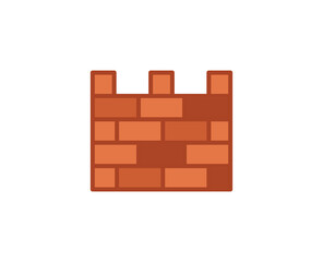 Brick wall flat icon. Single high quality outline symbol for web design or mobile app.  House thin line signs for design logo, visit card, etc. Outline pictogram EPS10