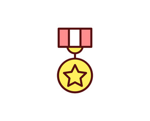 Medal flat icon. Thin line signs for design logo, visit card, etc. Single high-quality outline symbol for web design or mobile app. Marketing outline pictogram.