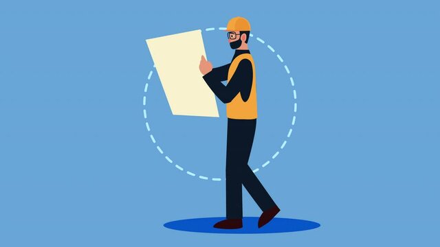 architect reading plan professional character