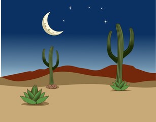 Fototapeta na wymiar Night desert landscape cartoon design illustration vector eps format , suitable for your design needs, logo, illustration, animation, etc.