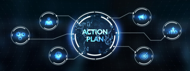 Business, Technology, Internet and network concept. Concept meaning proposed strategy or course of actions for certain time. 3d illustration