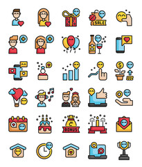 filled outline happiness icons pack
