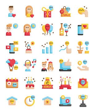 flat design happiness icons pack