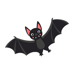 Vector illustration of cute vampire bat isolated on white background.