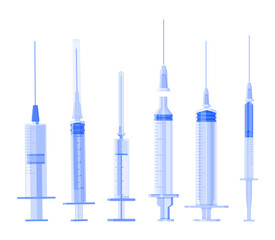 Medical syringe set, syringes for medical, Vector illustration