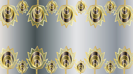 peacock flower gold ornament pattern