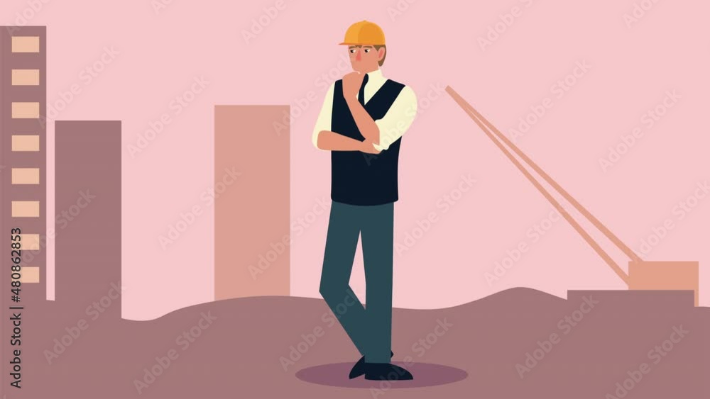 Poster professional architect in building animation