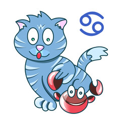 Cancer zodiac sign in the form of cute cat isolated on white background. Vector illustration