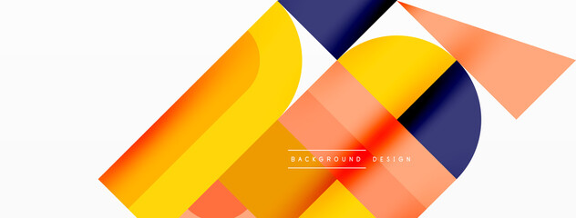 Obraz premium Minimal geometric abstract background. Circle square and triangle design. Trendy techno business template for wallpaper, banner, background or landing