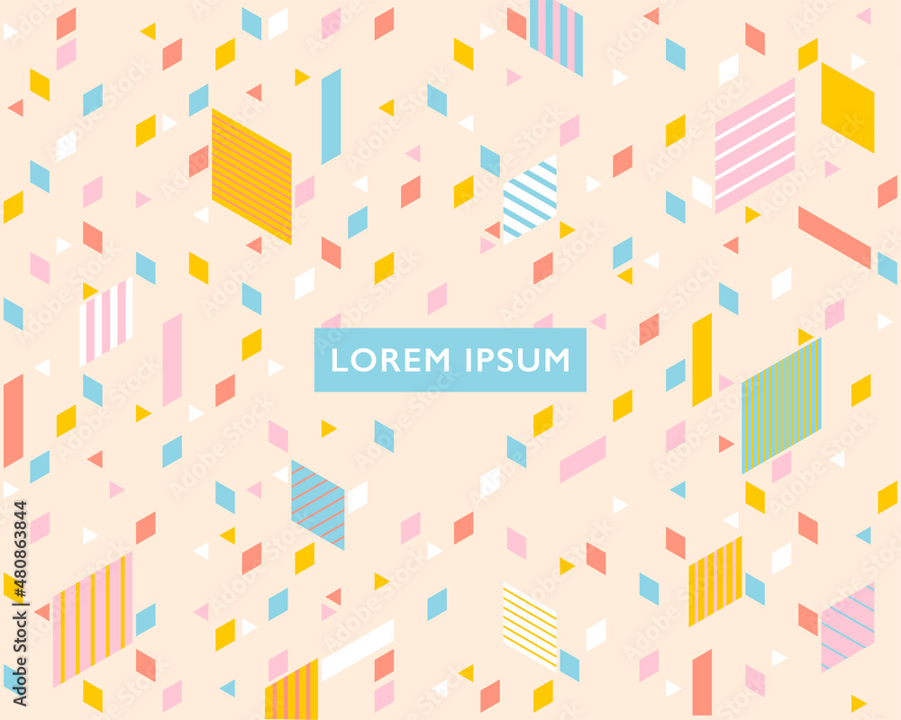 Poster the squares of the isometric grid freely fill the background. simple pattern design template.
