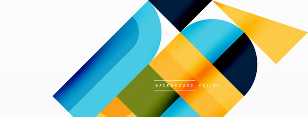 Fototapeta premium Minimal geometric abstract background. Circle square and triangle design. Trendy techno business template for wallpaper, banner, background or landing