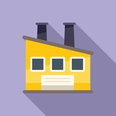 Warming planet factory icon flat vector. Global temperature