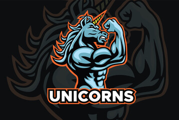Unicorn Horse Fighter Mascot Vector Logo Character Design Vector Art