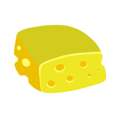 Piece of cheese. Food. Milk product. Flat vector illustration