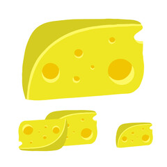Piece of cheese. Food. Milk product. Flat vector illustration